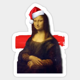 Mona Lisa Christmas hat Sticker